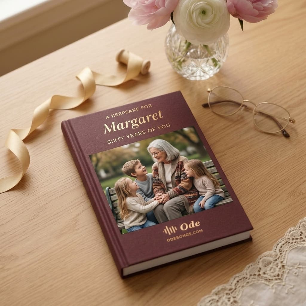 Personalized hardcover lyric keepsake book with photo cover and gold lettering